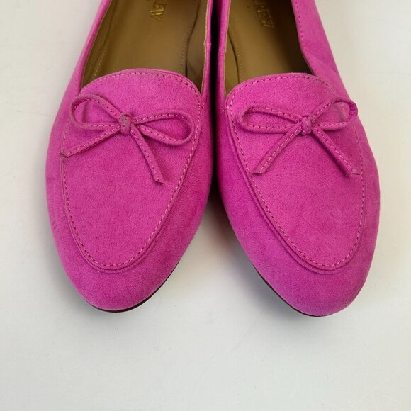 J Crew Shoes Pink Bow Loafers Flat Slip On Vegan Suede Preppy Barbiecore - Picture 5 of 9